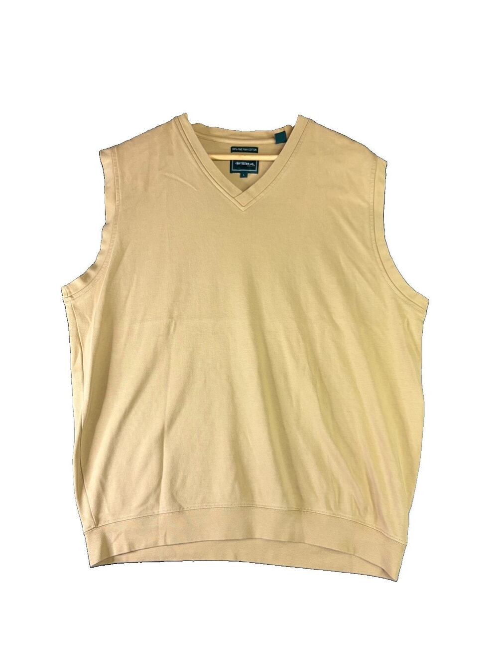 Bolle Golf Vest Men’s L Tan 100% Pima Cotton V-Neck Sleeveless Preppy Golf